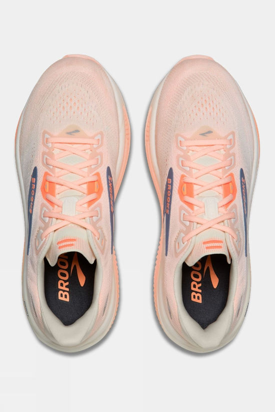 Brooks Womens Ghost 18 Shoes - Wide Star White/Cyber Peach/Grey