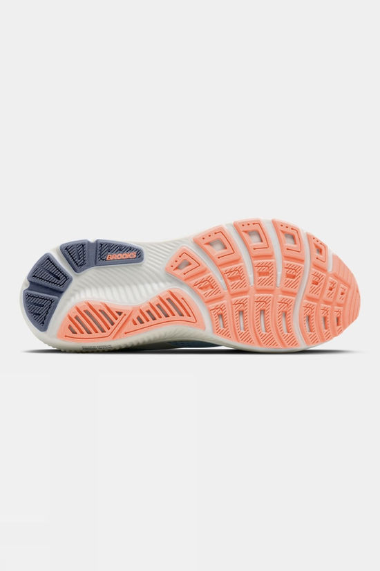 Brooks Womens Ghost 18 Shoes - Wide Star White/Cyber Peach/Grey