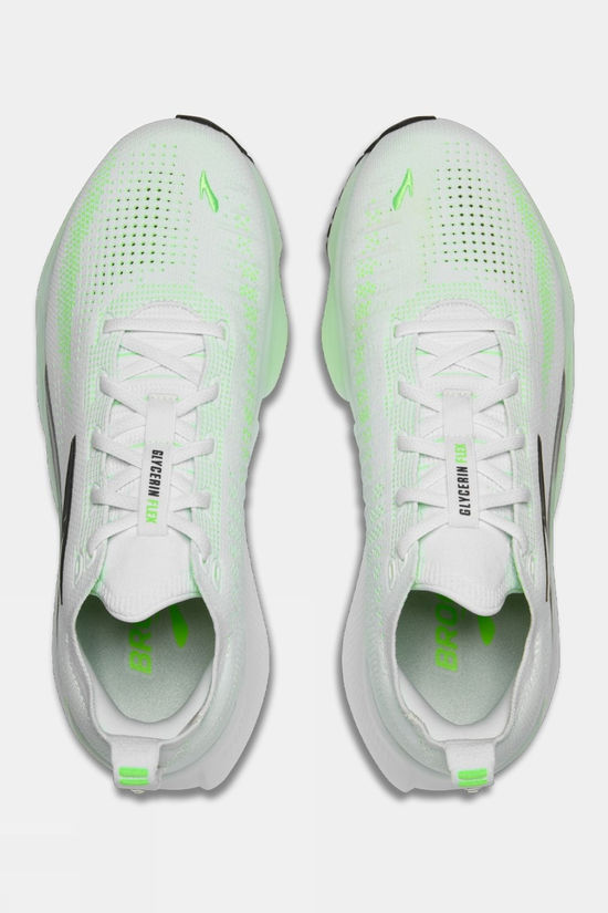 Brooks Mens Glycerin Flex Shoes White/Green Gecko/Phantom