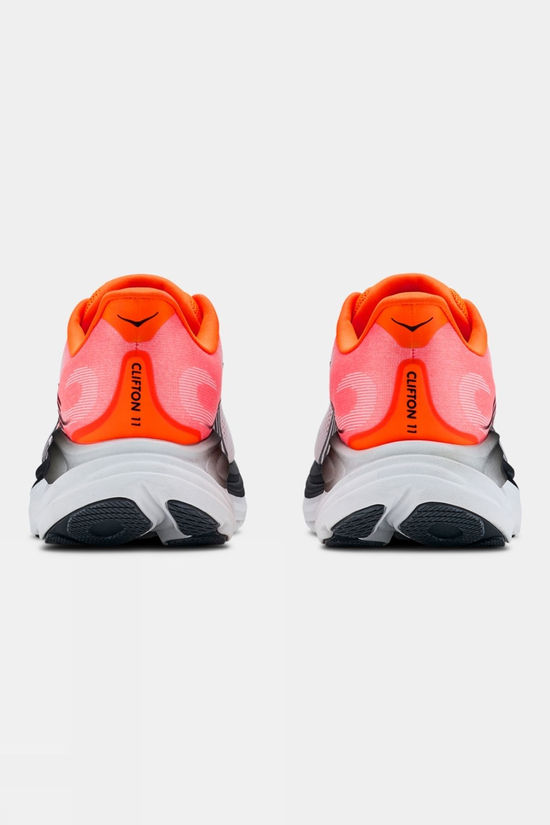 Hoka Mens Clifton 11 Shoes - Wide Neon Tangerine / Frost