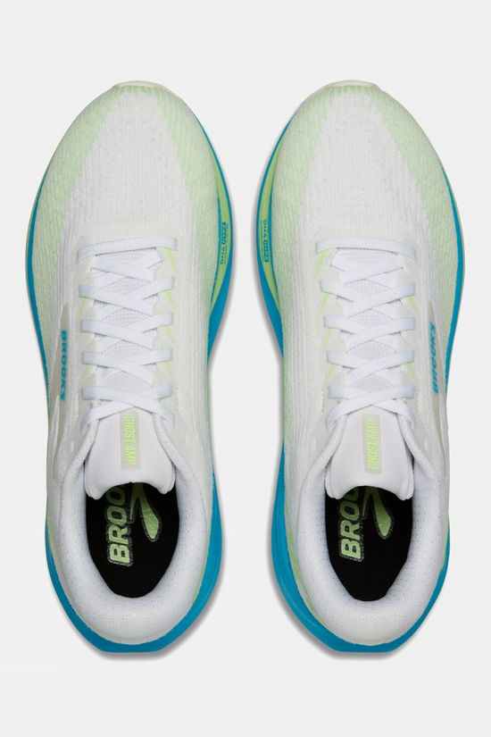 Brooks Mens Ghost Amp Shoes White/Blue/Paradise Green