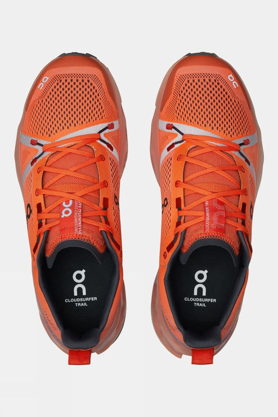 On Mens Cloudsurfer Trail Shoes Flame/Dustrose