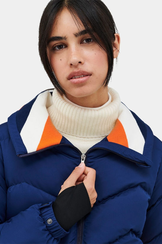 Perfect Moment Womens Ski Duvet Jacket Navy/Red Orange