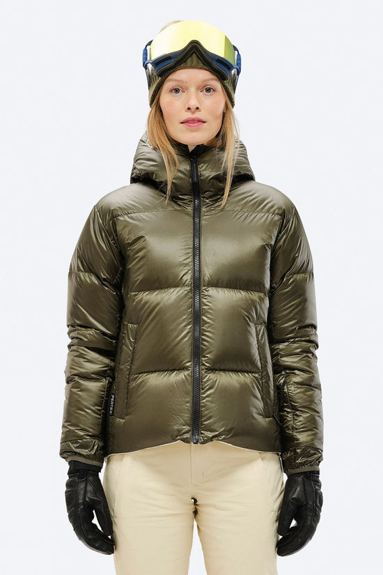 The Mountain Studio Womens D-5 Pertex Reversible Tecno Down Jacket Forest Green-Castle Wall