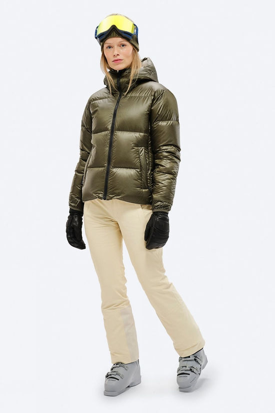 The Mountain Studio Womens D-5 Pertex Reversible Tecno Down Jacket Forest Green-Castle Wall