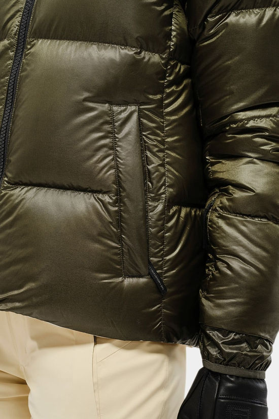 The Mountain Studio Womens D-5 Pertex Reversible Tecno Down Jacket Forest Green-Castle Wall