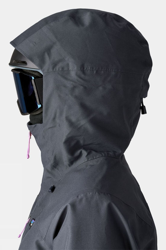 Patagonia Womens Insulated Powder Town Ski Jacket Smolder Blue W/Orange Peel