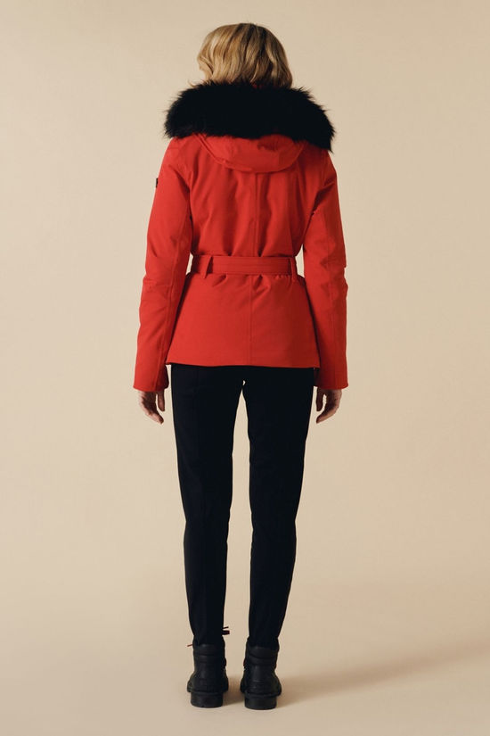 Poivre Blanc Womens Emily Faux Fur Ski Jacket Scarlet Red