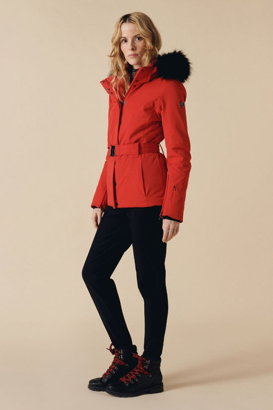Poivre Blanc Womens Emily Faux Fur Ski Jacket Scarlet Red