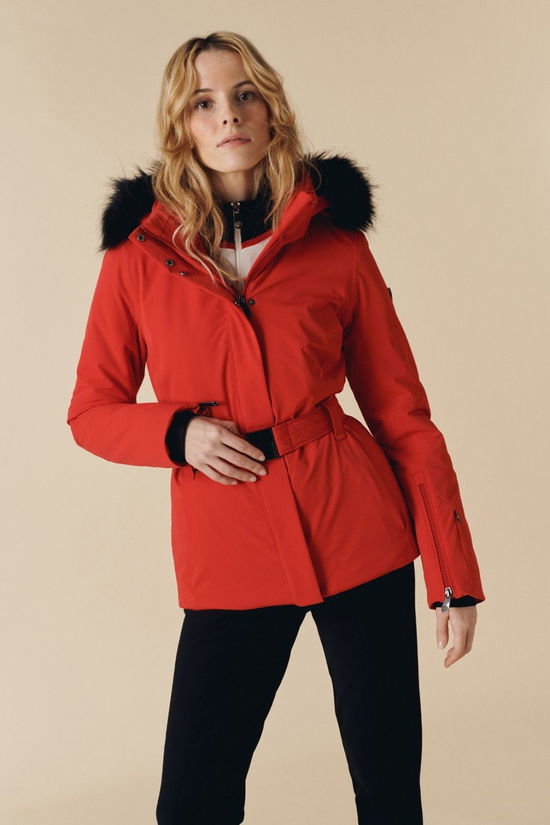 Poivre Blanc Womens Emily Faux Fur Ski Jacket Scarlet Red