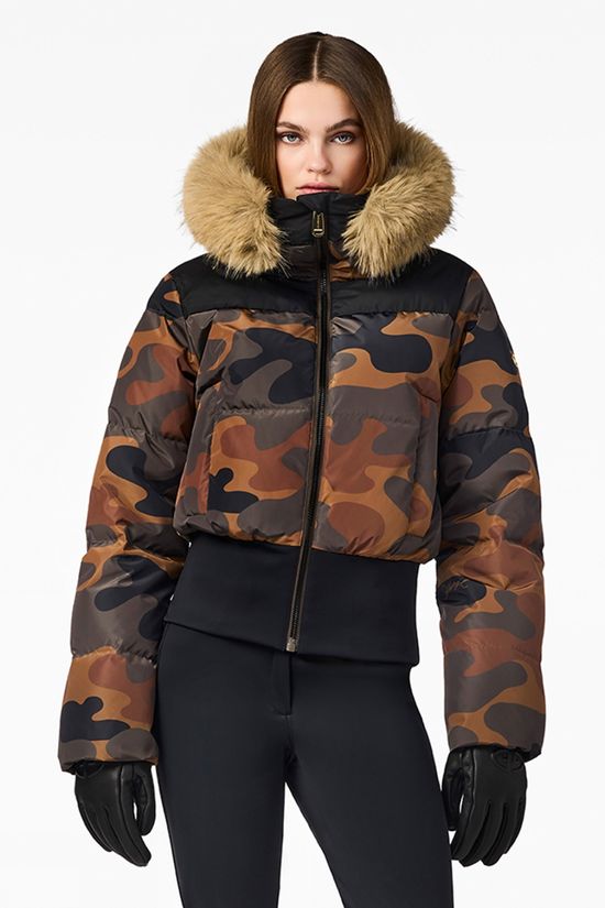 Goldbergh Womens Kiri Faux Ski Jacket Army Print