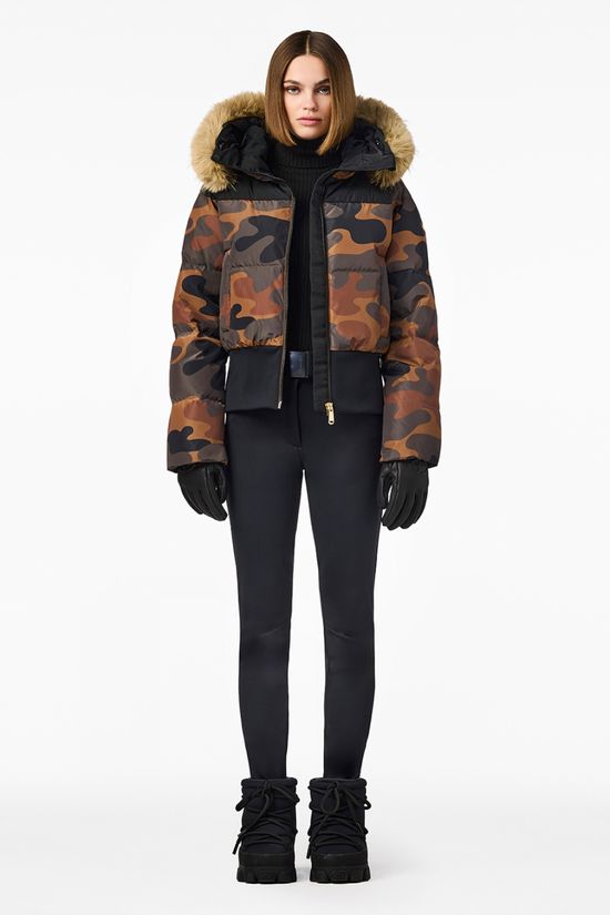 Goldbergh Womens Kiri Faux Ski Jacket Army Print