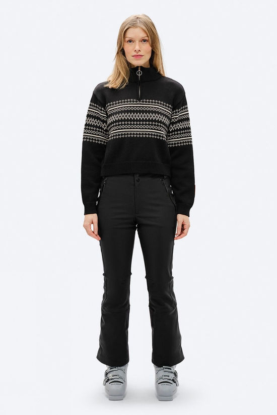 The Mountain Studio Womens K-2 Ski Half Zip Knitted Sweater Black Onyx