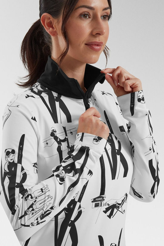 Toni Sailer Sports Womens Wieka Print Half Zip Top  Bright White