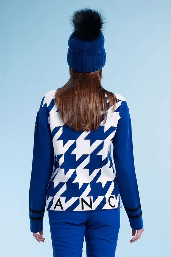 Poivre Blanc Womens Rose Roll Neck Knit Sweater Infinity Blue