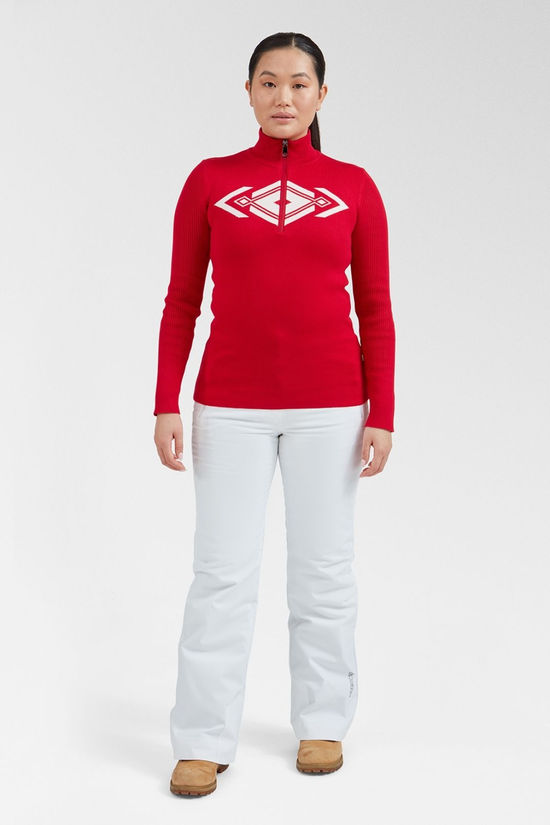 Poivre Blanc Womens Kitty Knit Sweatshirt Scarlet Red