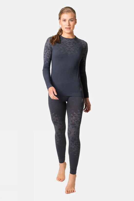 Odlo Womens Kinship Performance Wool Warm Long Sleeve Base Layer Top India Ink Melange