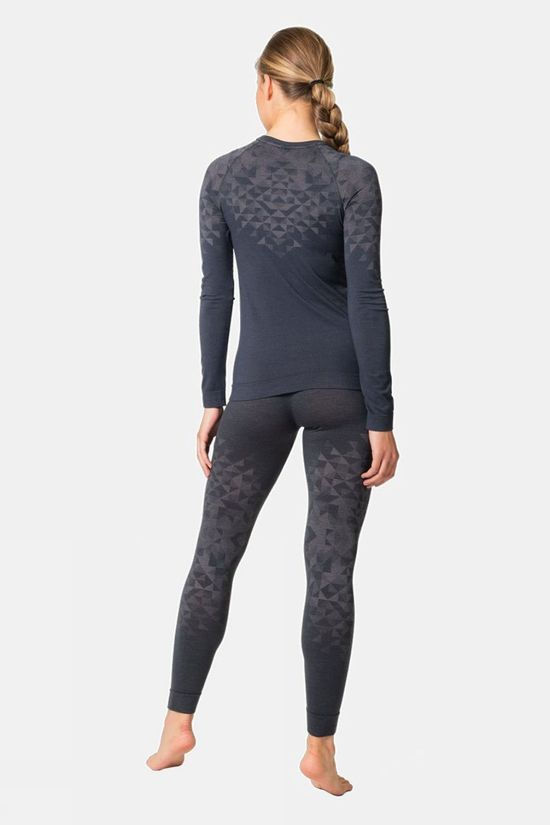 Odlo Womens Kinship Performance Wool Warm Long Sleeve Base Layer Top India Ink Melange
