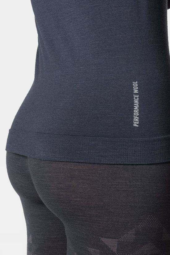 Odlo Womens Kinship Performance Wool Warm Long Sleeve Base Layer Top India Ink Melange