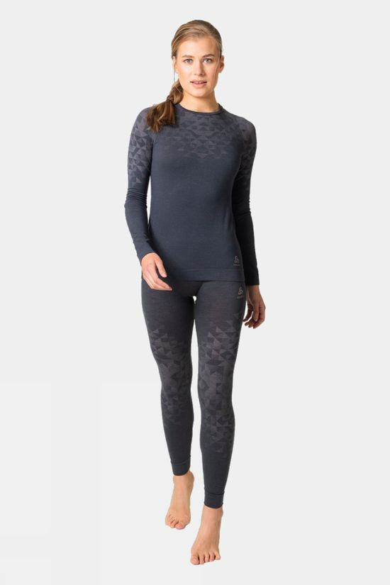 Odlo Womens Kinship Performace Wool Warm Base Layer Bottom India Ink Melange
