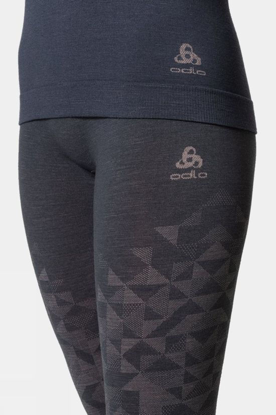 Odlo Womens Kinship Performace Wool Warm Base Layer Bottom India Ink Melange