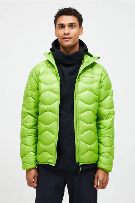 Peak Performance Mens Helium Down Hooded Jacket Stand Out Green