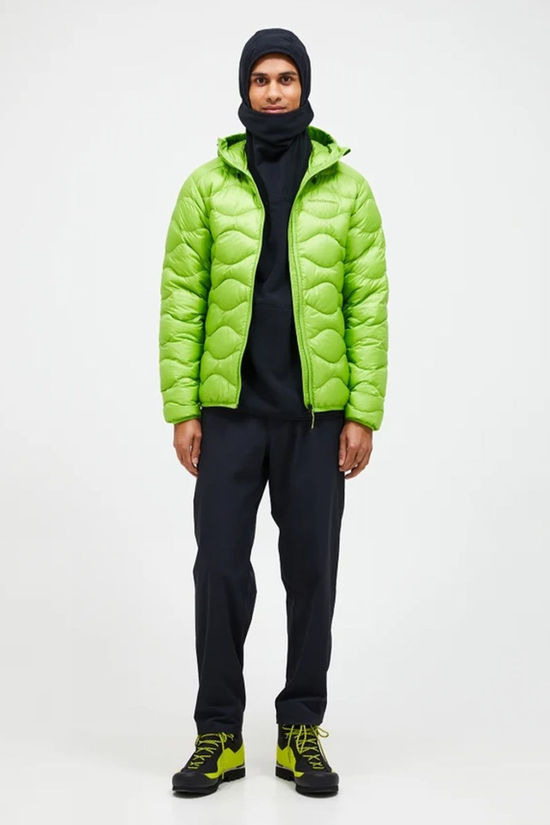 Peak Performance Mens Helium Down Hooded Jacket Stand Out Green
