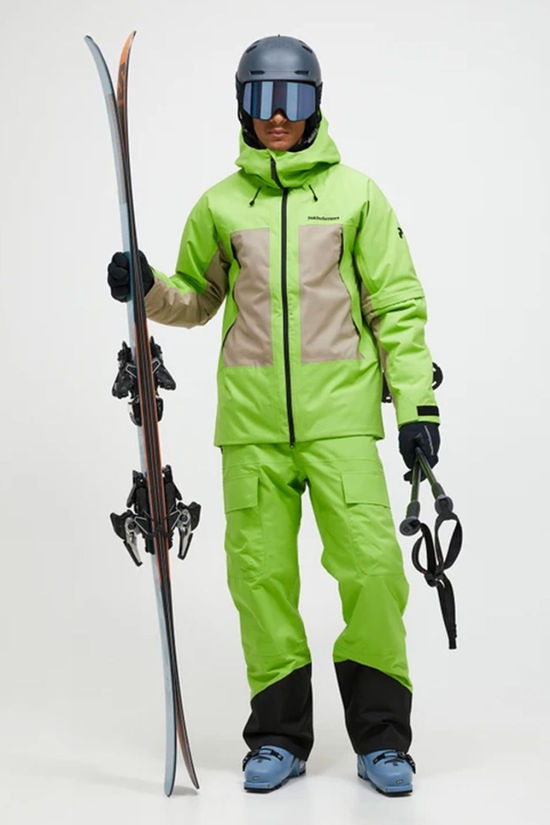 Peak Performance Mens Edge Insulated Ski Jacket Stand Out Green/Avid Beige