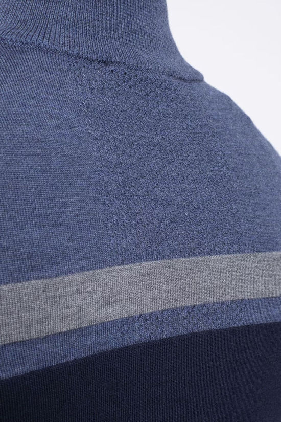Kjus Mens Stripe Half Zip Jumper Admiral Blue/Pewter