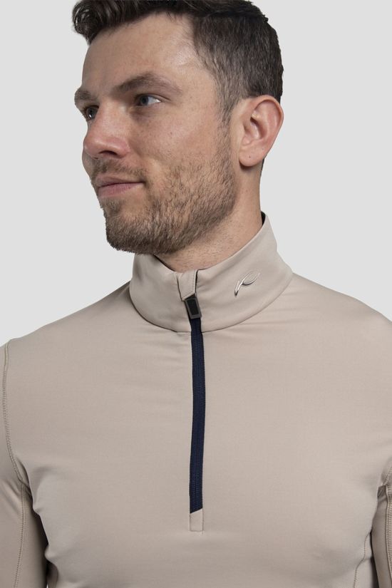 Kjus Mens Trace Half-Zip Midlayer Top Malt/Kjus Navy