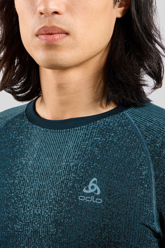 Odlo Mens Blackcomb Eco Crew Neck Base Layer Top Provincial Blue