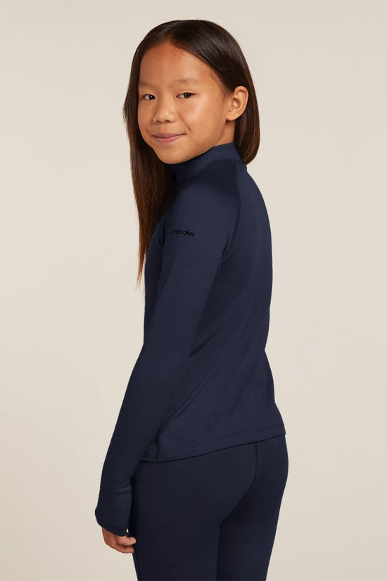 Icebreaker Kids 260 Tech Half Zip Base Layer Top Midnight Navy