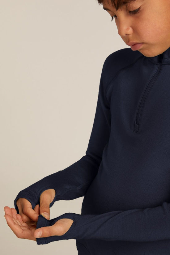 Icebreaker Kids 260 Tech Half Zip Base Layer Top Midnight Navy