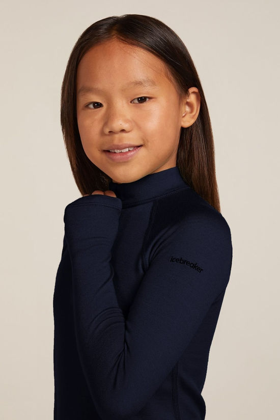 Icebreaker Kids 260 Tech Half Zip Base Layer Top Midnight Navy