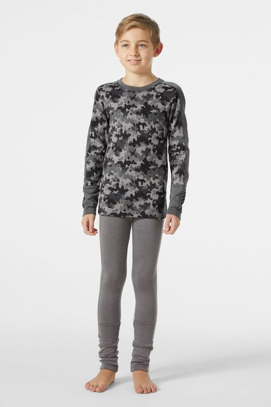 Helly Hansen Juniors Graphic Lifa Merino Base Layer Set Concrete