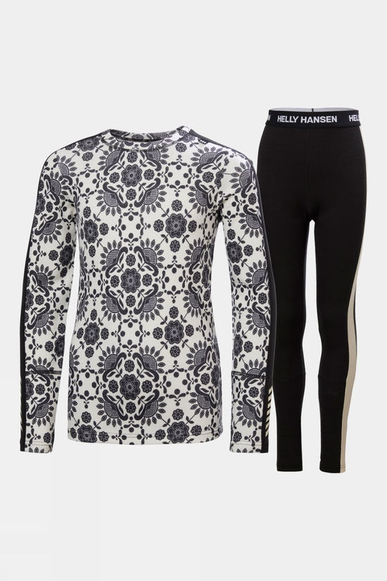 Helly Hansen Juniors Graphic Lifa Merino Base Layer Set 14+ Black Aop