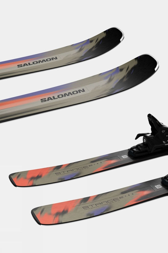 Salomon Mens Stance 80 Skis With Easytrack M10 GW Bindings Green/Red