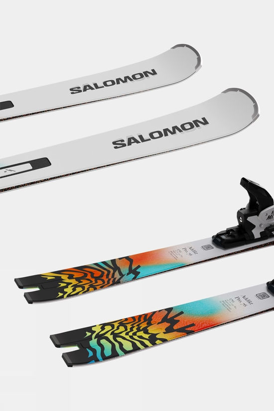 Salomon Mens Addikt Pro 76 Skis With MI12 GW Bindings White Turquoise Orange