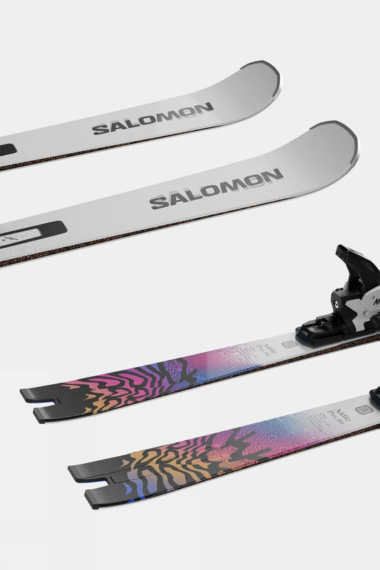 Salomon Addikt Pro 66 Skis With MI12 GW Bindings White Race Blue Rhodamine