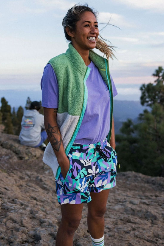 Passenger Womens Way Out All Purpose Shorts Mountain Foliage Purple