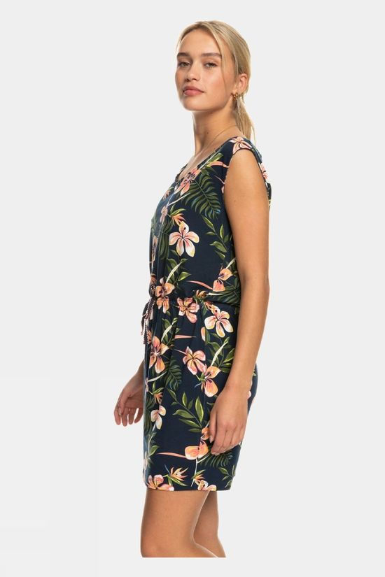 Roxy Womens Surfs Up Printed Dress Mood Indigo Tropical Depht