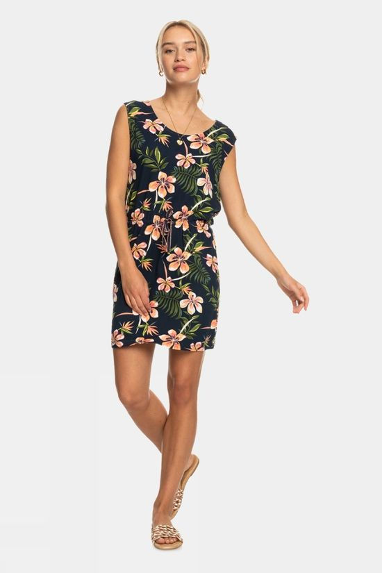 Roxy Womens Surfs Up Printed Dress Mood Indigo Tropical Depht