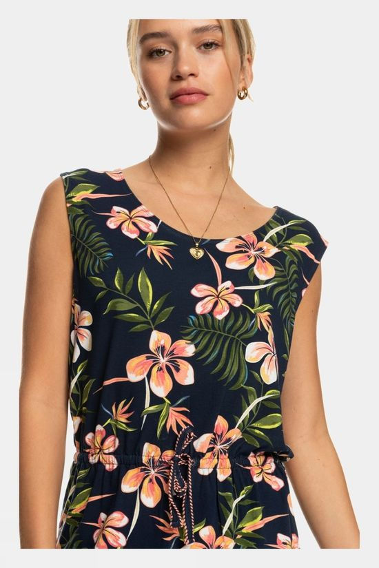 Roxy Womens Surfs Up Printed Dress Mood Indigo Tropical Depht