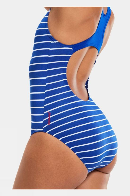 Speedo Womens Eco+ Printed Medalist One Piece Swimsuit Bluwhi
