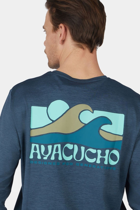 Ayacucho Mens Atlin Long Sleeve T-Shirt Midnight Navy