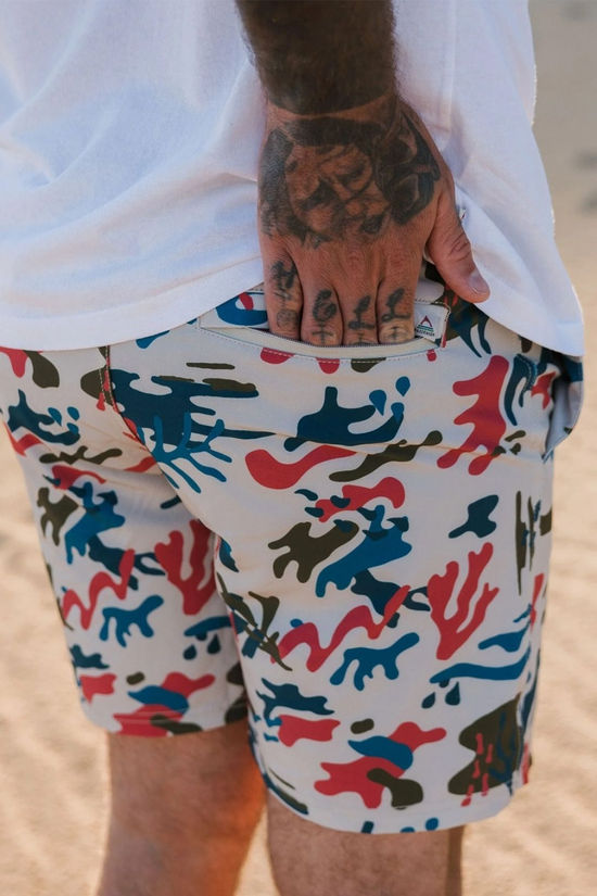 Passenger Mens Porto Recycled All Purpose Swim Short Seaweed Camo Pebble Grey