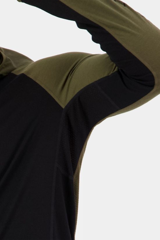 Mons Royale Mens Temple Merino Air-Con Tech Hood Dark Olive / Black