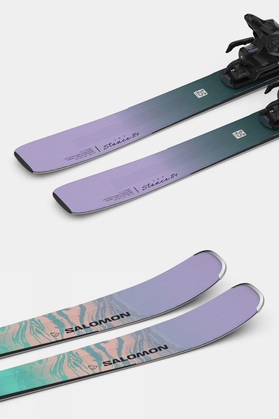 Salomon Womens Stance 84 Skis With M11 GW L90 Bindings Black/Aruba Blue/Patrician Purple