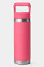 Yeti Rambler With Colour Straw Cap Drinks Bottle - 18oz / 532ml Tropical Pink