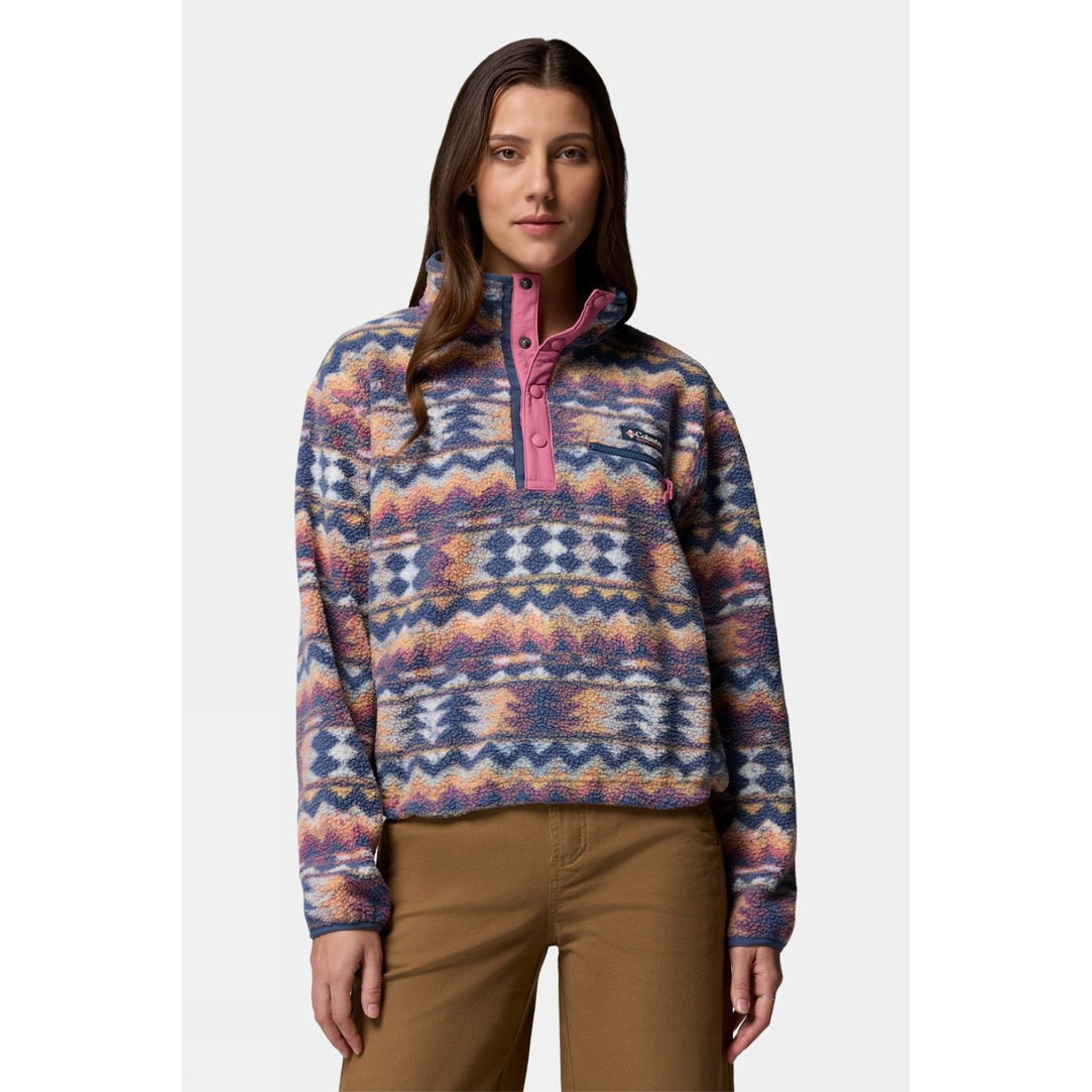 Womens Helvetia II Cropped Sherpa Half Snap Printed Fleece